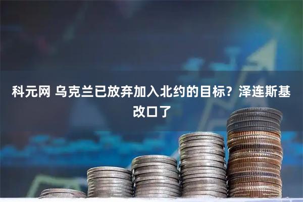 科元网 乌克兰已放弃加入北约的目标？泽连斯基改口了